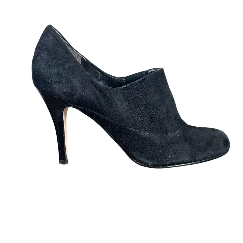 COLE HAAN Talia Gore Black Suede‎ Leather Heeled Booties Womans 10B